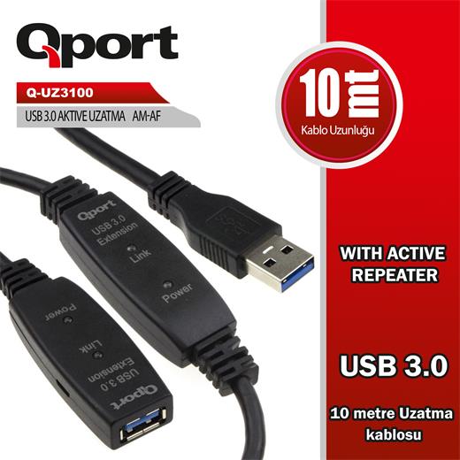 Qport Q-Uz3100 Usb3.0 10Mt Uzatma Kablosu Yenileyıci