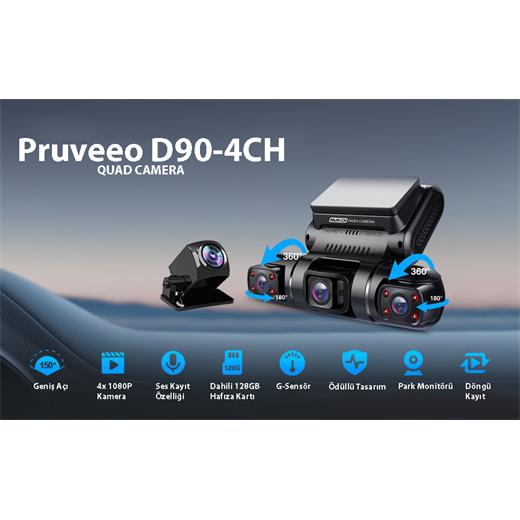 Pruveeo D90-4Ch Fhd Wı-Fı Gps + 128Gb Sd Kart Kame
