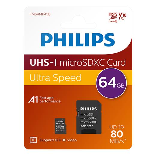 Phılıps 64Gb Mıcro Sdxc 80 Mb/S C10 Fm64Mp45B/00