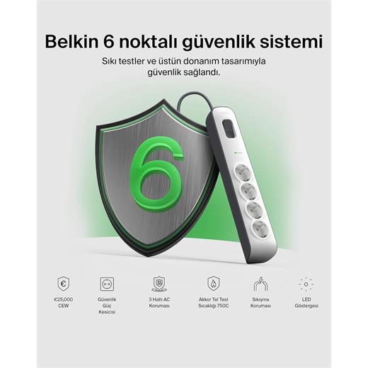 Belkın Bsv400Vf2M 2 M 4Lu Akım Kor. Prız