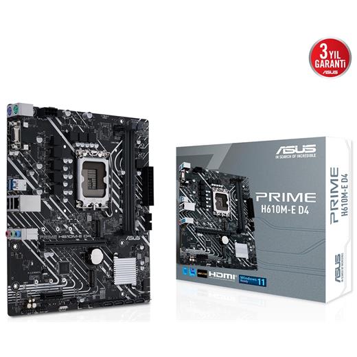 Asus Prıme H610M-E D4 Ddr4 3200(Oc) Vga Hdmı Dp M.2 Matx 1700P