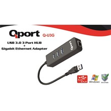 Qport Q-U3G Usb 3.0 Çoklayıcı/Gıgabıt Adaptör - 1